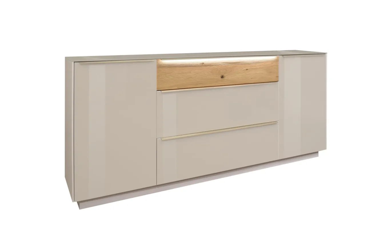Sideboard Nova, kaschmir/Eiche massiv, inkl. Griffbeleuchtung