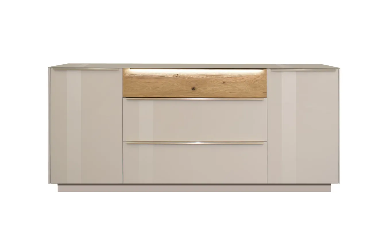 Sideboard Nova, kaschmir/Eiche massiv, inkl. Griffbeleuchtung