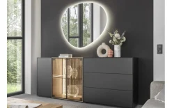 Sideboard Selino, Birke massiv/anthrazit