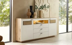 Sideboard weiß/Viking Eiche-Nachbildung, inkl. Softclose Funktion