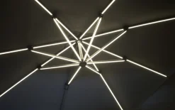 Sonnenschirm, grau, 300 x 256 cm, inkl. LED Solarbeleuchtung