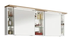 Spiegelschrank Unique, weiß Hochglanz/Eiche natur Nachbildung