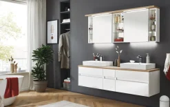 Spiegelschrank Unique, weiß Hochglanz/Eiche natur Nachbildung