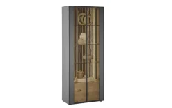 Standvitrine Selino, Birke massiv/anthrazit, 77 cm
