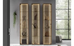 Standvitrine Selino, Birke massiv/anthrazit, links