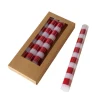 4 Starbkerzen Stripe, rot/weiß, H 20 cm