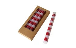 4 Starbkerzen Stripe, rot/weiß, H 20 cm