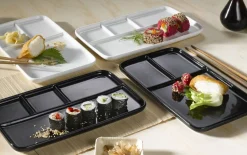 Sushi-Platten 2er-Set, schwarz, Porzellan