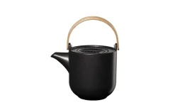 Teekanne mit Holzgriff coppa kuro, Porzellan, schwarz, 14,5 cm
