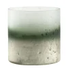 Teelichthalter, weiß/grün/silber, 7 cm