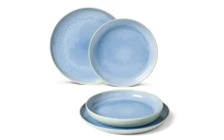4-teiliges Tafelset Crafted Blueberry aus Porzellan, 21,5 cm & 26 cm