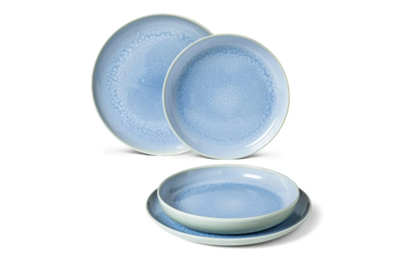4-teiliges Tafelset Crafted Blueberry aus Porzellan, 21,5 cm & 26 cm