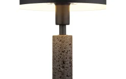 Tischleuchte Janie, schwarz/Travertine-Nachbildung
