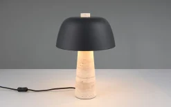 Tischleuchte Timba, Travertin/schwarz