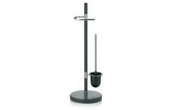 Toilettengarnitur Sinerio aus Metall in anthrazit Pulverbeschichtet, Absetzung in chrom Matt