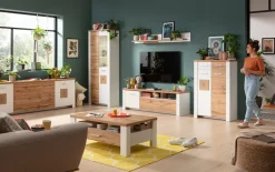 TV-Unterteil Matera, weiß/Altholz-Nachbildung