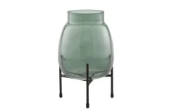 Vase auf Gestell in grün/schwarz, 19 cm