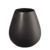 Vase ease, Steingut, black iron, 18 cm