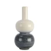 Vase, weiß/blau, Steingut, 41 cm