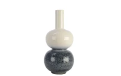 Vase, weiß/blau, Steingut, 41 cm