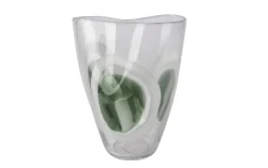 Vase, weiß/grün, 28 cm