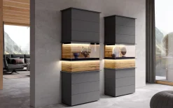 Vitrine Jana, graphit/Altholz-Eiche