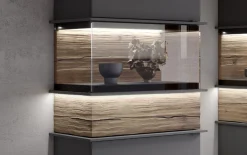 Vitrine Jana, graphit/Altholz-Eiche