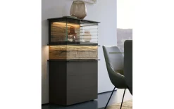 Vitrine Jana, graphit/Altholz-Eiche