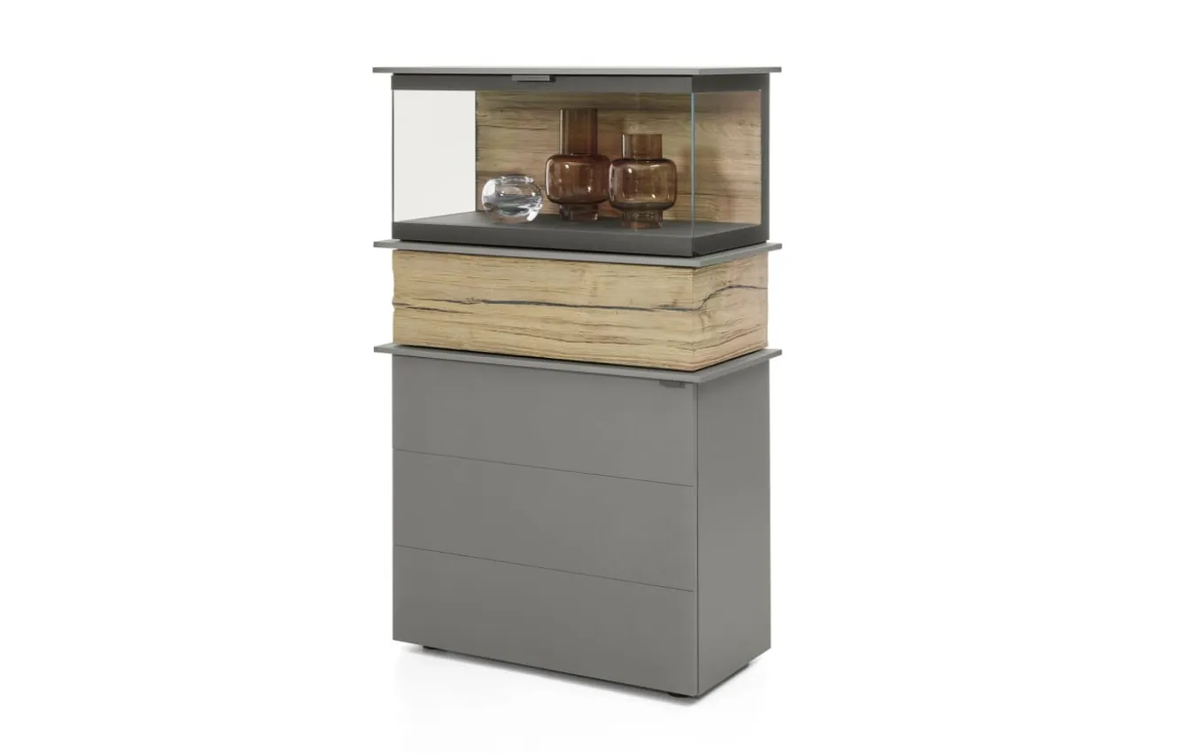 Vitrine Jana, graphit, inkl. Softclose Funktion