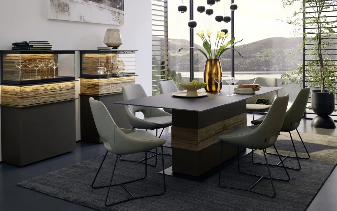 Vitrine Jana, graphit, inkl. Softclose Funktion