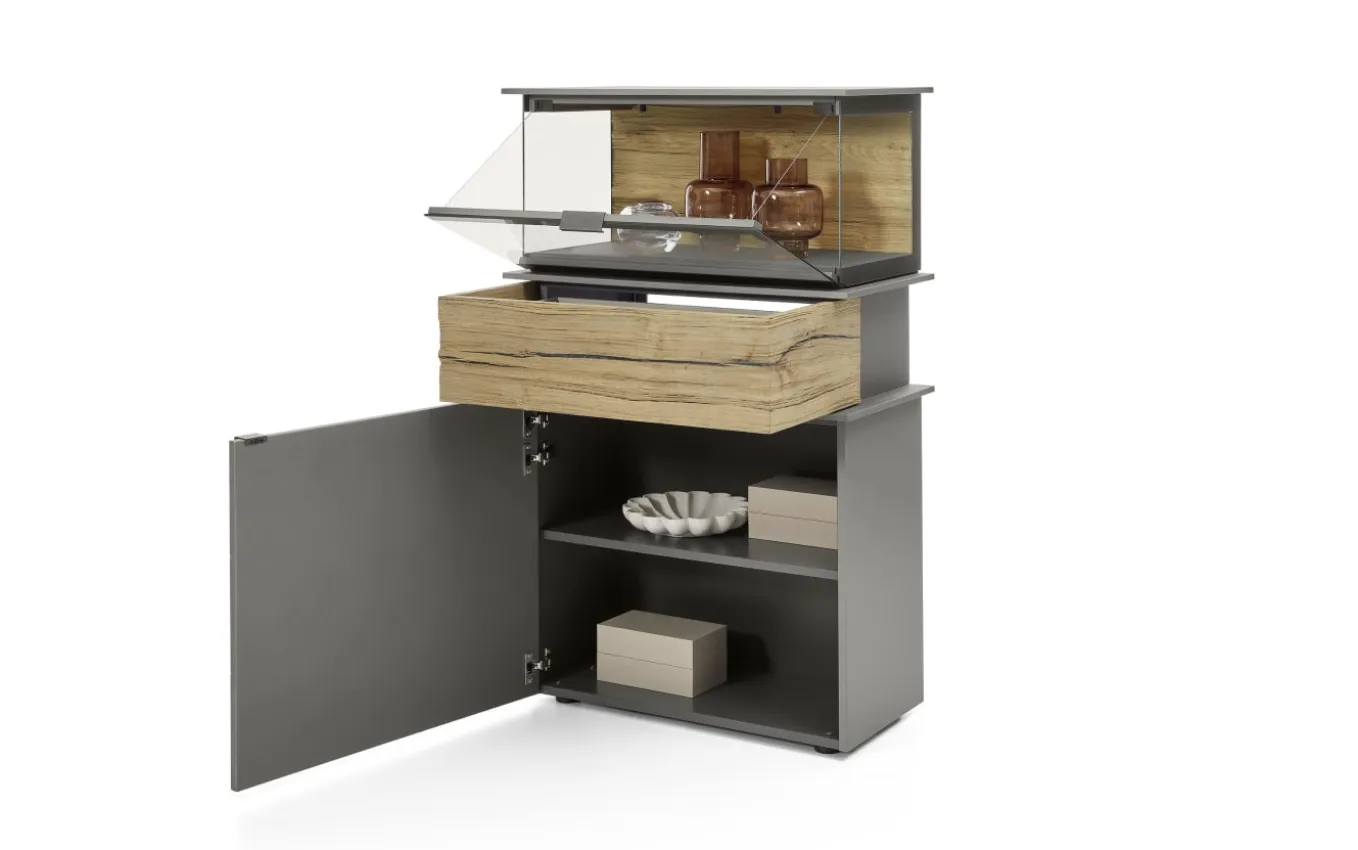 Vitrine Jana, graphit, inkl. Softclose Funktion