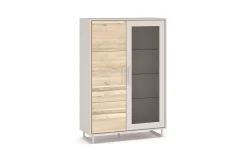 Vitrine Kai, massive Eiche Bianco/kreidefarbig