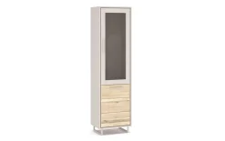 Vitrine Kai, massive Eiche Bianco/kreidefarbig, 54 cm
