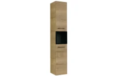 Vitrinenhochschrank Neapel, Riviera Eiche-Nachbildung, inkl. LED-Spot