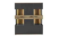 Vitrine QUINCY, anthrazit/Eiche-Nachbildung, inkl. LED-Beleuchtung