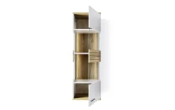 Vitrine QUINCY, grau/Eiche-Nachbildung, inkl. LED-Beleuchtung