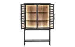 Vitrine Showcase, Akazie/schwarz, inkl. LED-Beleuchtung