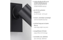 Wandleuchte Rik, schwarz