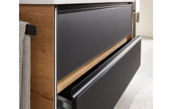 Waschbeckenunterschrank Bordeaux, schwarz/Eiche Halifax-Nachbildung, inkl. LED-Beleuchtung