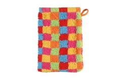Waschhandschuh Lifestyle Karo, multicolor hell, 16 x 22 cm