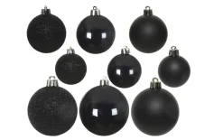 Weihnachtskugel-Set, schwarz, 6 cm