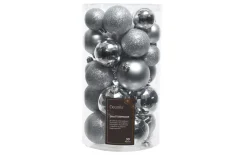 Weihnachtskugel-Set, silber, 6 cm