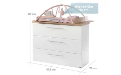 Wickelkommode Nele, weiß/Artisan Eiche-Nachbildung, inkl. Wickelansatz