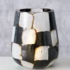 Windlicht Medo, schwarz/weiß, 14,5 cm