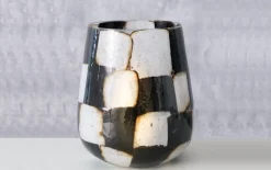 Windlicht Medo, schwarz/weiß, 14,5 cm