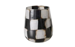 Windlicht Medo, schwarz/weiß, 14,5 cm