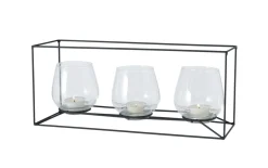 Windlicht Paolo, Metall schwarz, Glaseinsatz transparent, 15 cm