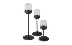 Windlichtset Senza, schwarz, 3-teilig