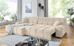 Wohnlandschaft London, beige, inkl. elektrischer Sitztiefenverstellung
