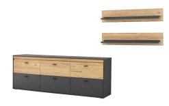 Wohnwand Butera I, anthrazit/Eiche Nachbildung, inkl. Softclose Funktion